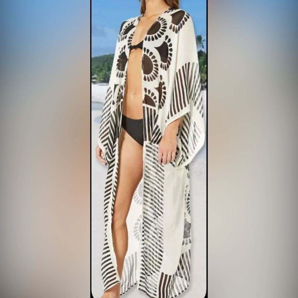 Michael Stars Black and White Swim Sarong